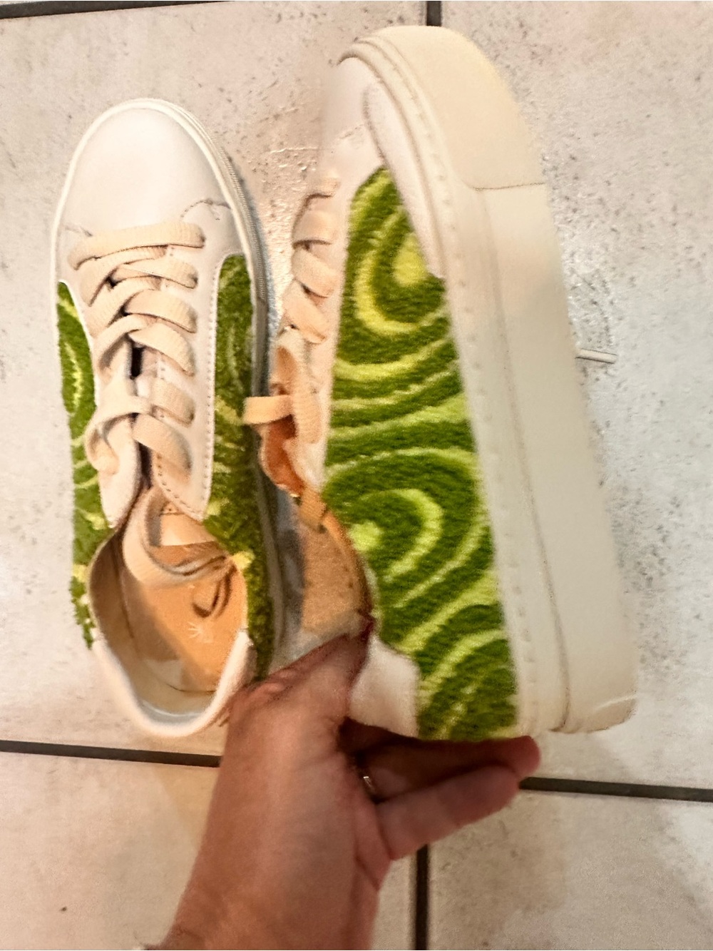 Soludos Ibiza Platform Psychedelic Spiral sneakers in Forest Green New Size 5 - Picture 5 of 10